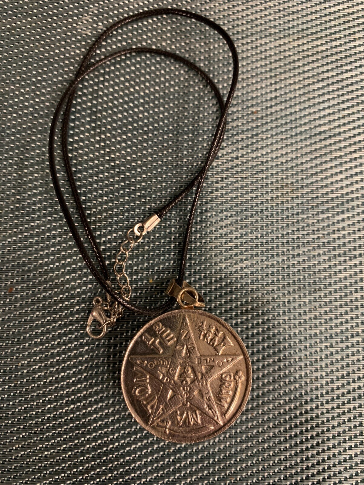 Obsidian Tetragrammaton- Obsidiana Negra - Pentagram Pendant - Protection -Large