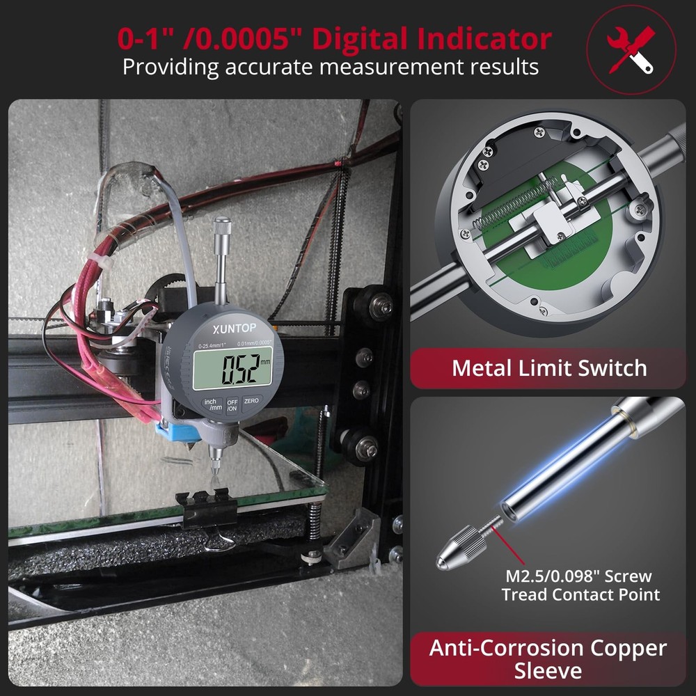 XUNTOP Electrical Tools Precision Bundle: Digital Dial Indicator & Bore...