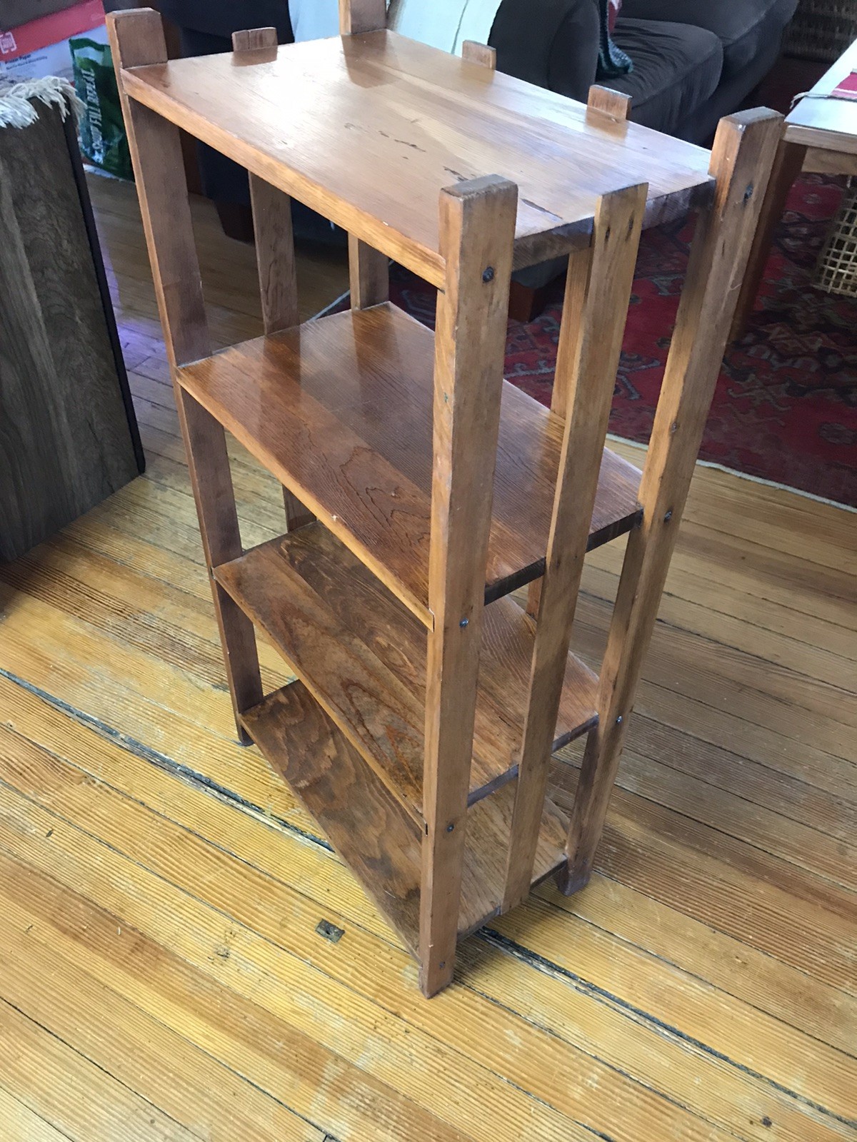 Antique Arts & Crafts Mission Quartersawn Oak Bookcase Shelf Plant Stand 34”H