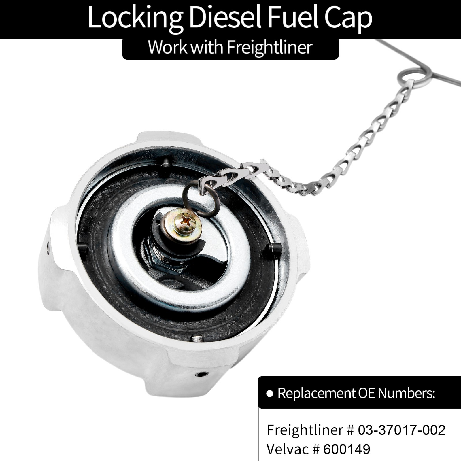 2x Locking Diesel Fuel Cap for 96-18 Freightliner Cascadia Columbia 03-37017-002