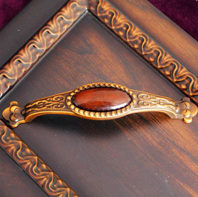 Chic amber Drawer Pull Handles Dresser Knobs Antique Kitchen Cabinet Door Handle