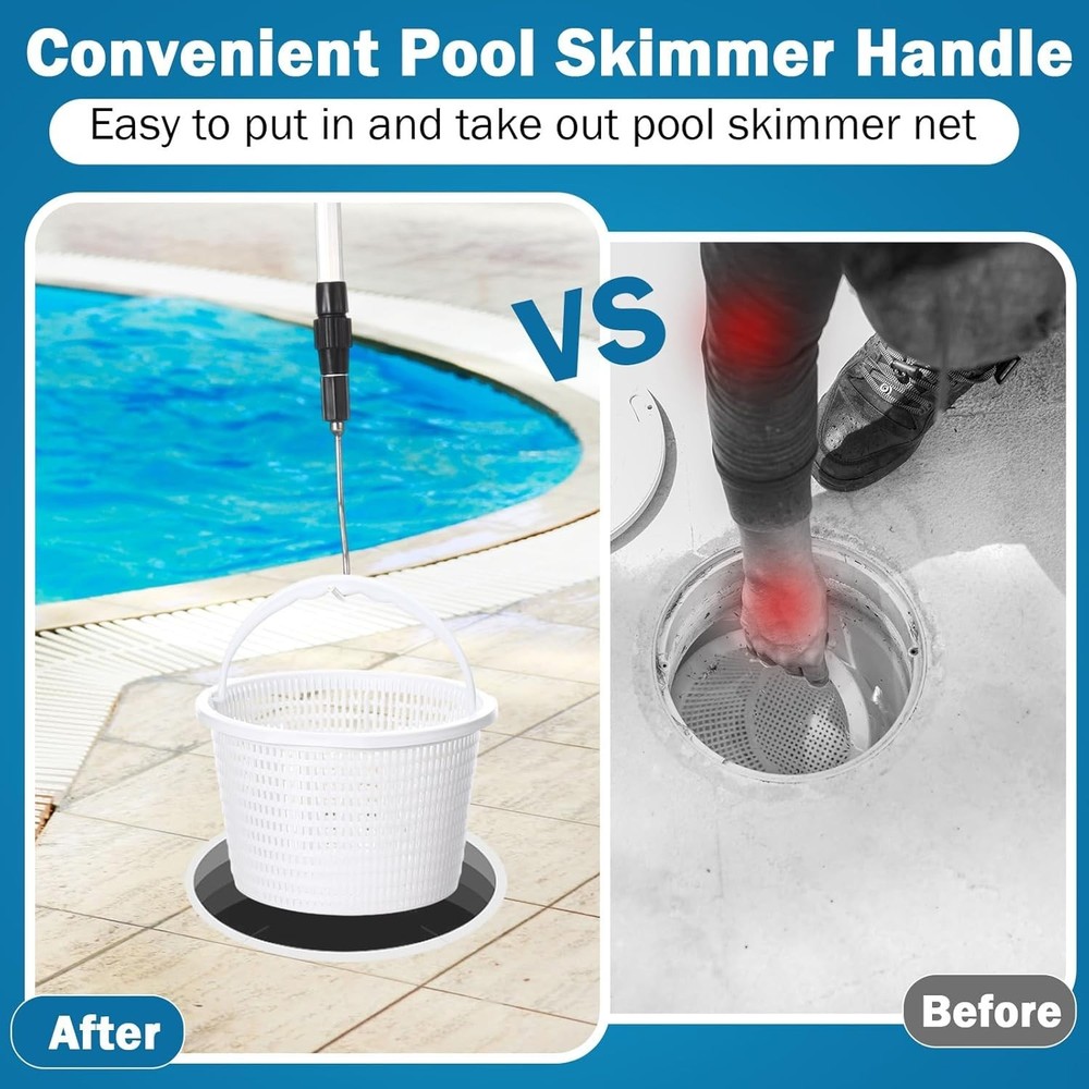 Rip-Resistant Pool Skimmer Baskets with Extendable Hook for Quick Debris Removal