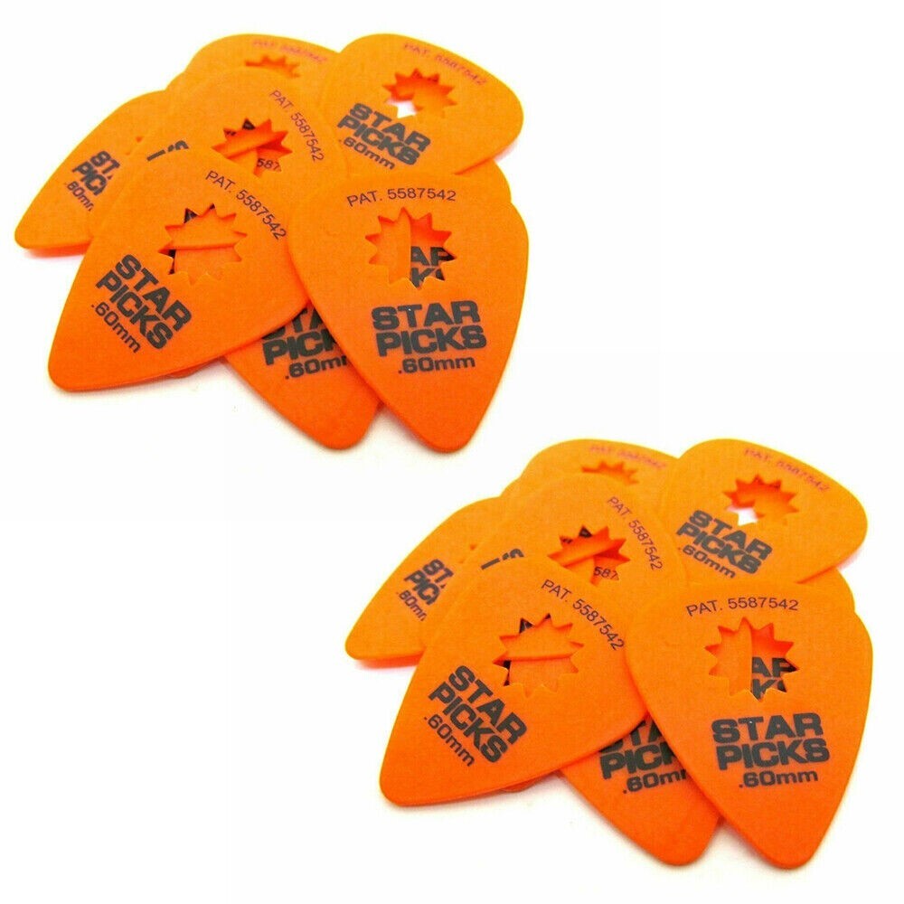Everly Star Guitar Picks 24 pack .60mm Orange