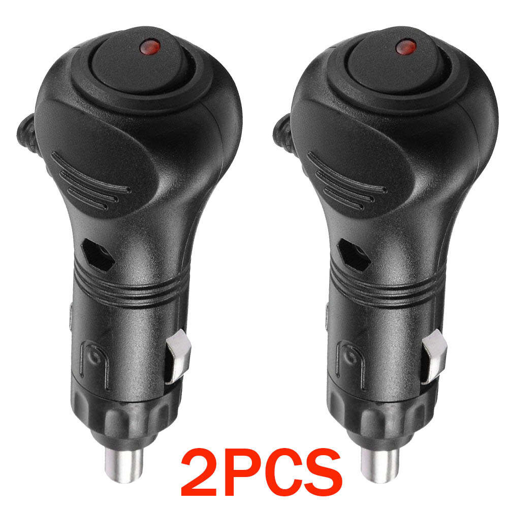 2Pcs 12V DC Car Cigarette Lighter Cable Adapter Plug with LED On/Off Switch
