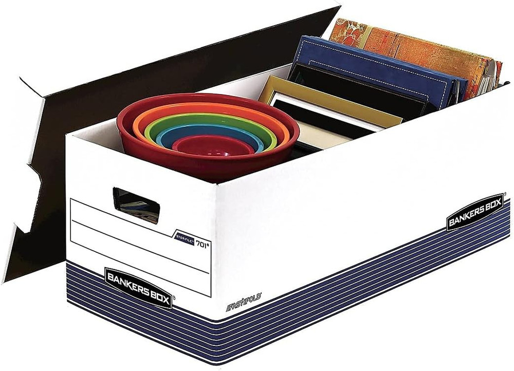 12-Pack Medium Duty File Storage Boxes with Quick Assembly Lids