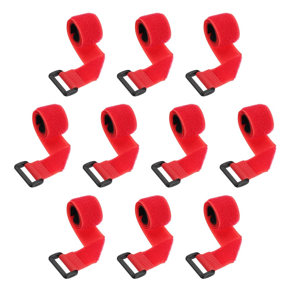 10pcs Reusable Cinch Straps 1"x16" Hook and Loop Cable Securing Straps, Red