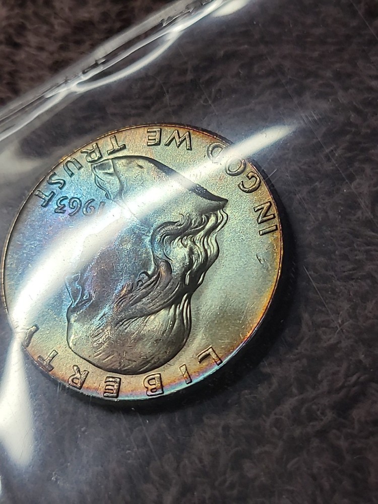1963 franklin half dollar 🌈 Toned🌈