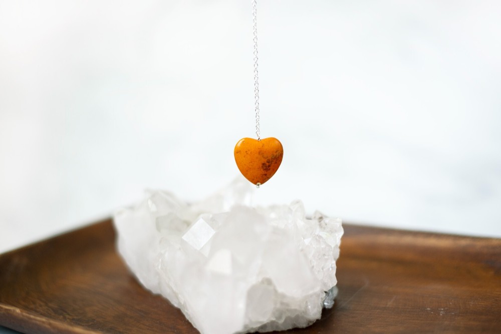 Orange Heart Stone Pendulum Dowsing, amplifying, restore focus & transform