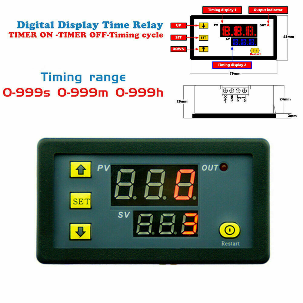 AC DC Timer Switch Cycling Module Digital Display Time Delay Relay Timing Led