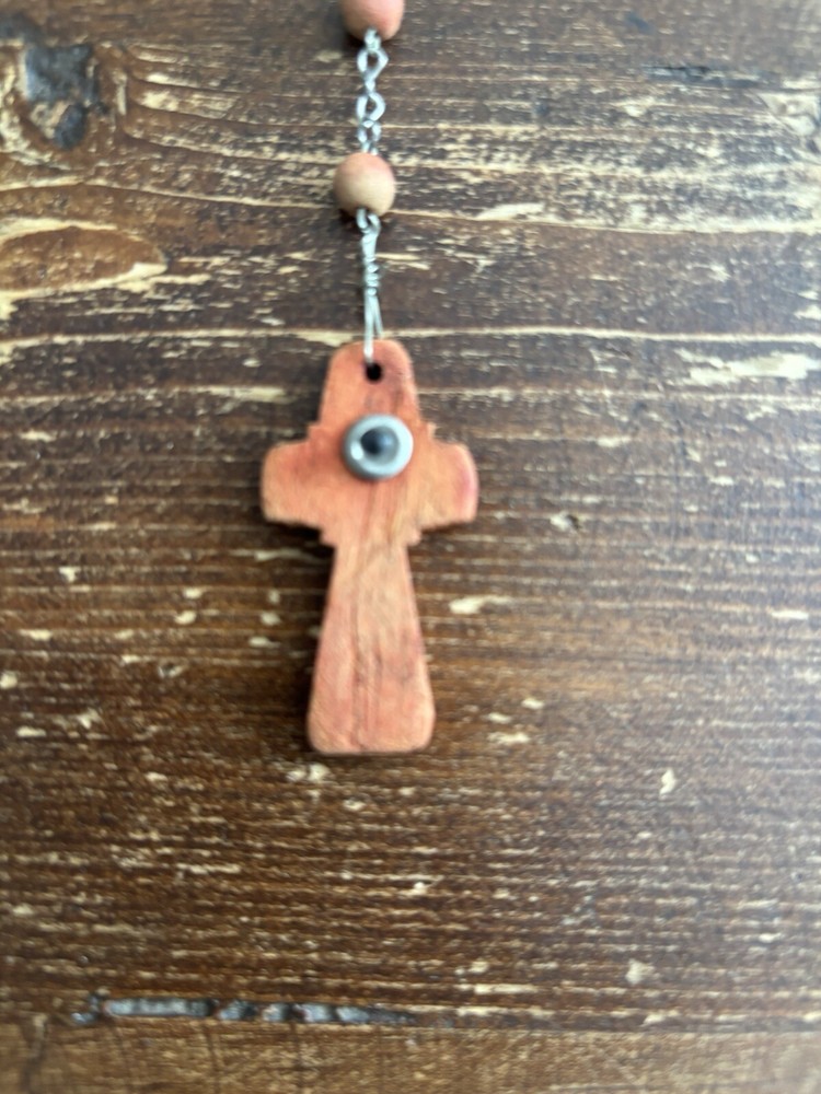 VINTAGE CATHOLIC Blush Scented Wood Bead ROSARY