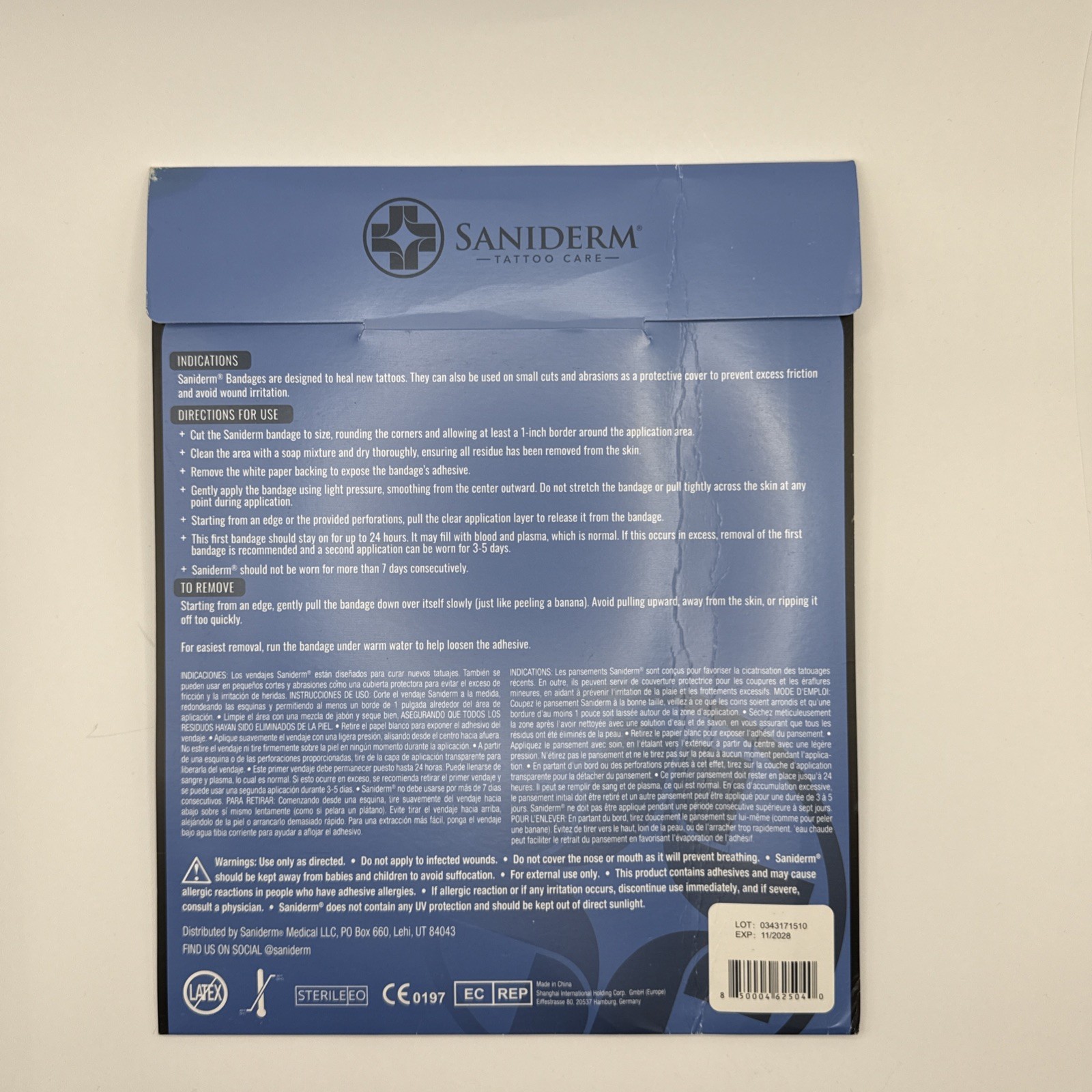 Saniderm Tattoo Aftercare Bandage 3 Sheets (Medium Pack, 6 in x 8 in)