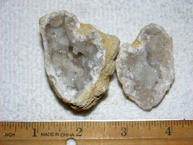 Geode pair opened with crystal centers 2 inch G17