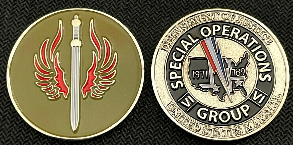 US Marshals Service SOG RED Team Winged Sword version challenge coin