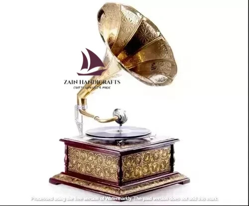 ZAIN HMV Antique Gramophone Fully Functional Working Win-Up Record Player Gift