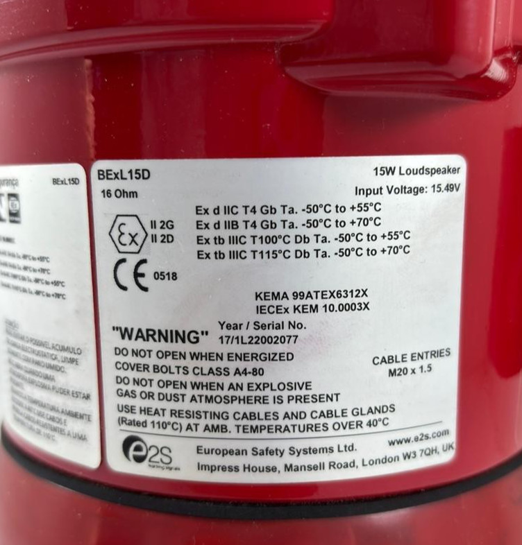 E2S BExL15D 15W LOUD SPEAKER EXPLOSION PROOF