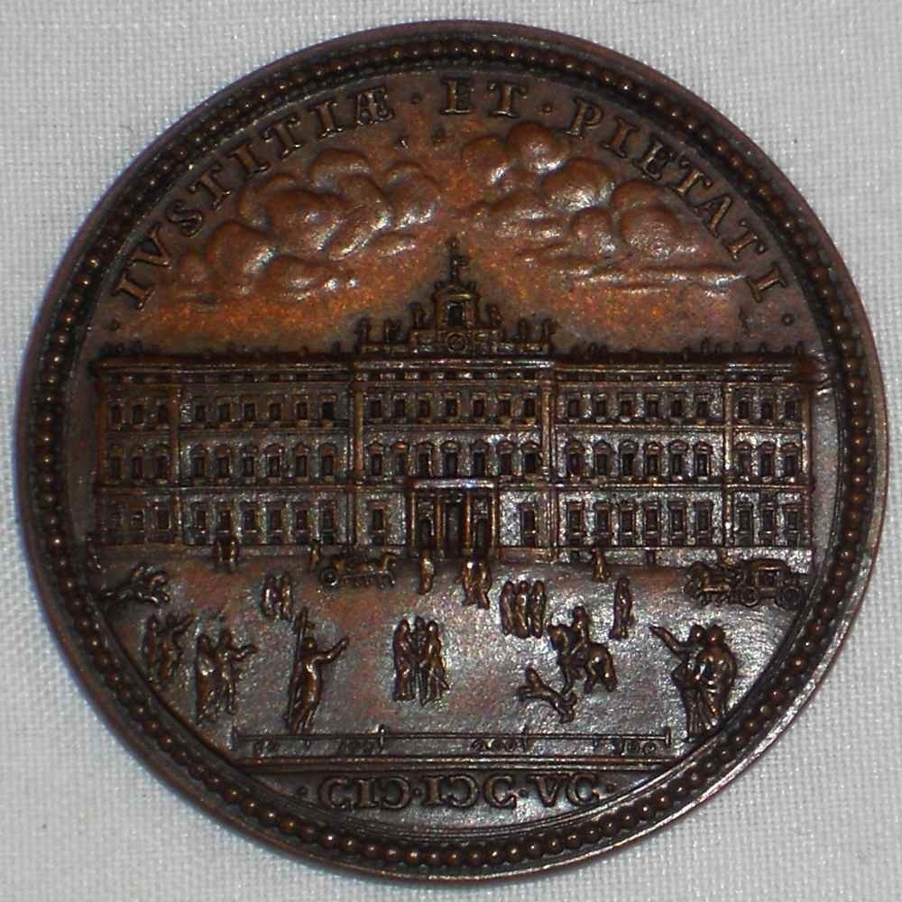 1694 Papal Bronze Medal Pope Innocent XII A. IV New Palace for The Curia AU++