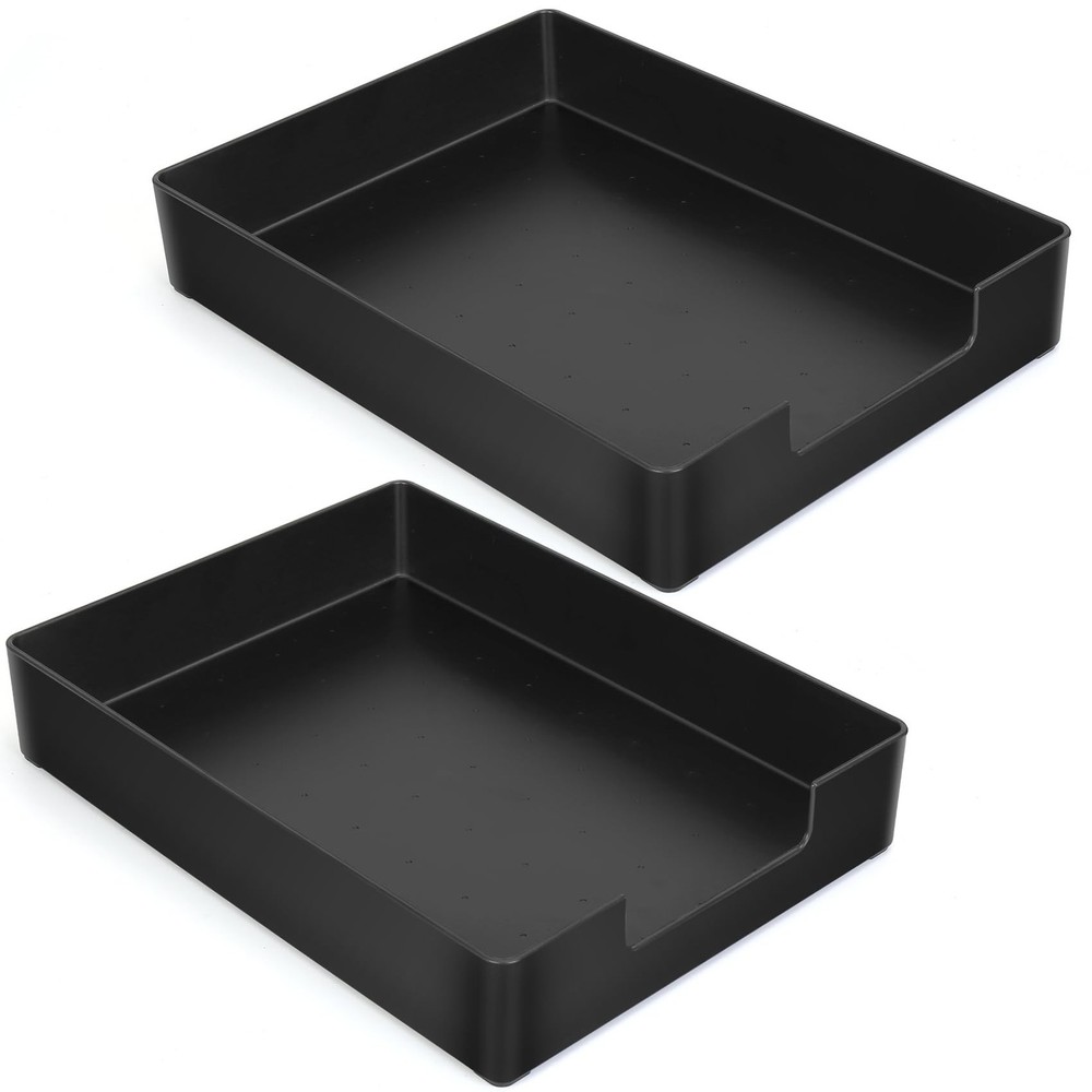 Letter-Size Tray, 2PCS Plastic Stackable A4 Paper Tray, Desk Drawer Organizer...