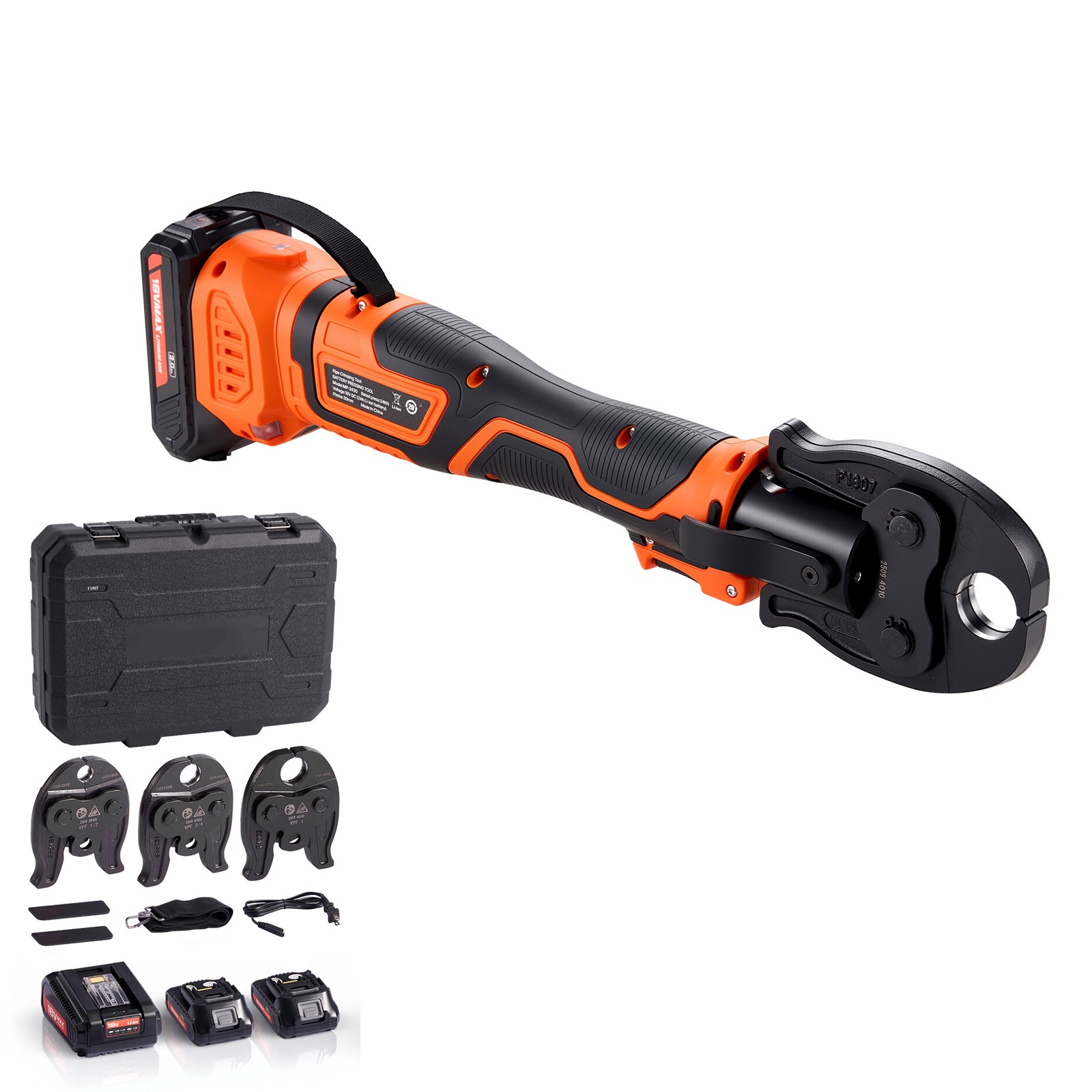 Uimoso 18V Press Tool Kit for 1/2" 3/4" 1" PEX Pipe Stainless Steel Ring