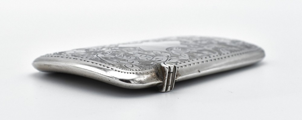 Antique Solid Silver Card Case 1906 Pattern Engraved Edwardian
