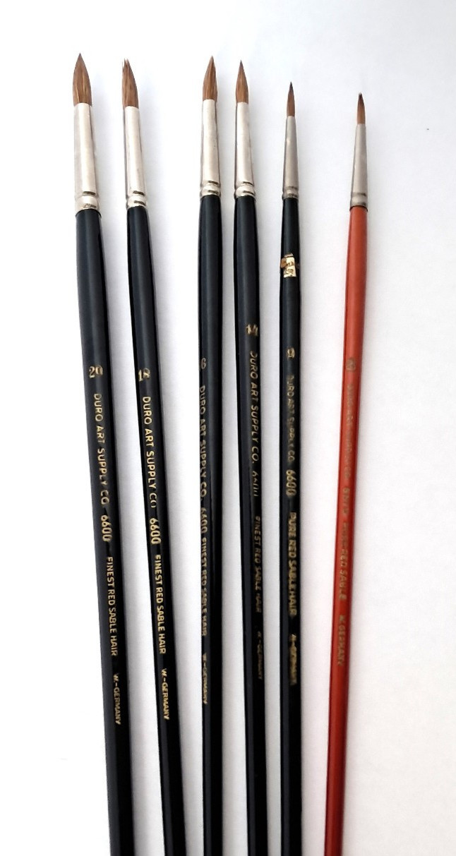 6 RED SABLE Artist Brushes | Comparable To GRUMBACHER 626-B