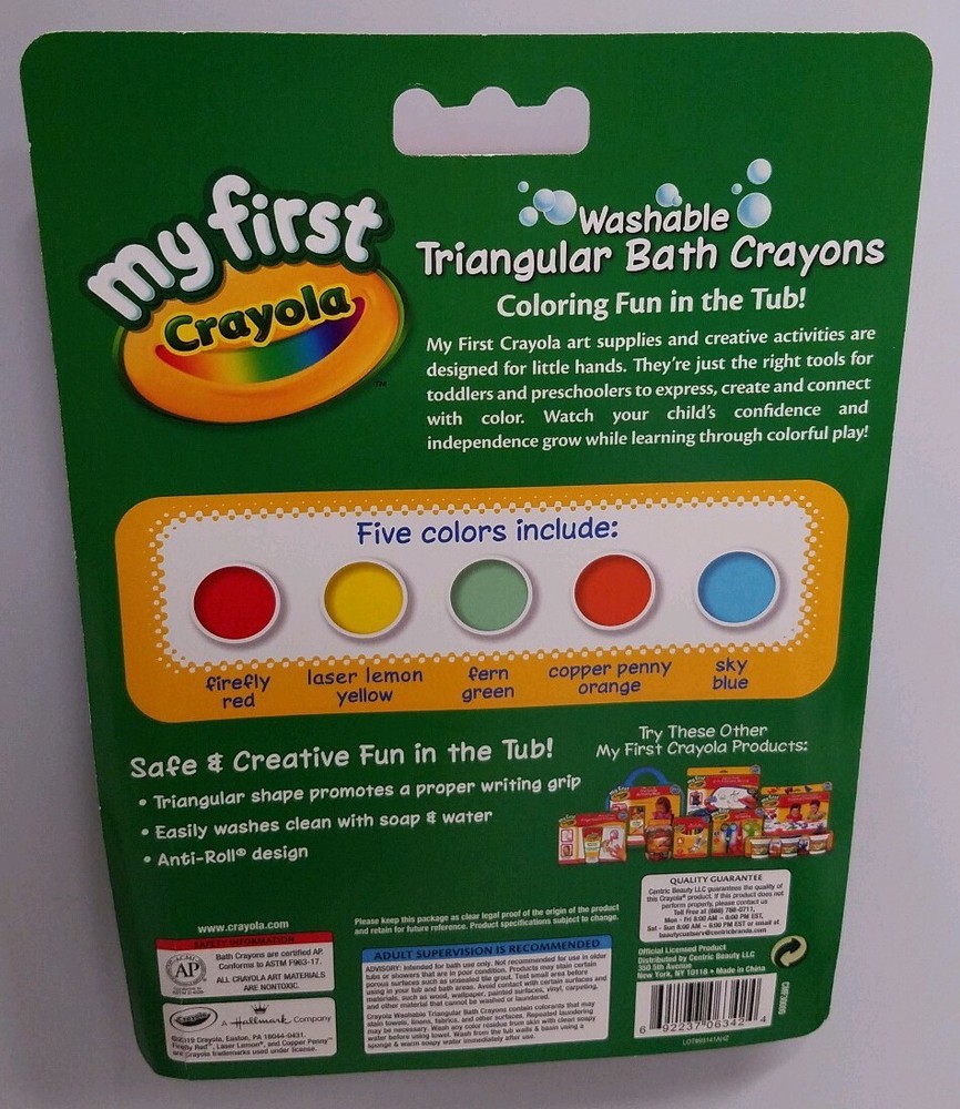 My First Crayola Washable Triangular Bath Crayons 5 Pack 24 months + NEW/SEALED