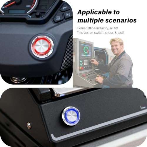 15Amp Push Button Switch，(0.63") 12V-24V Latching Push Button Switch 16mm Blue