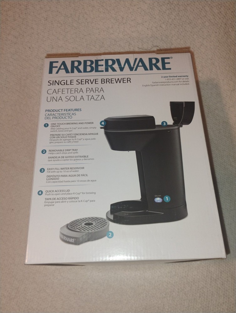 NIB Farberware Single Serve Maker Brewer Compact & Convenient One Touch Brewing