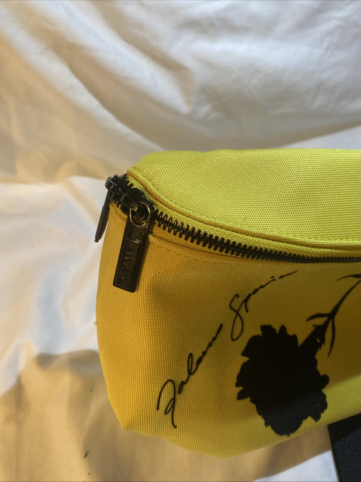 AWAY By Paloma Waist Pack Black Belt Bag Travel Accessory Neon Yellow W/floral