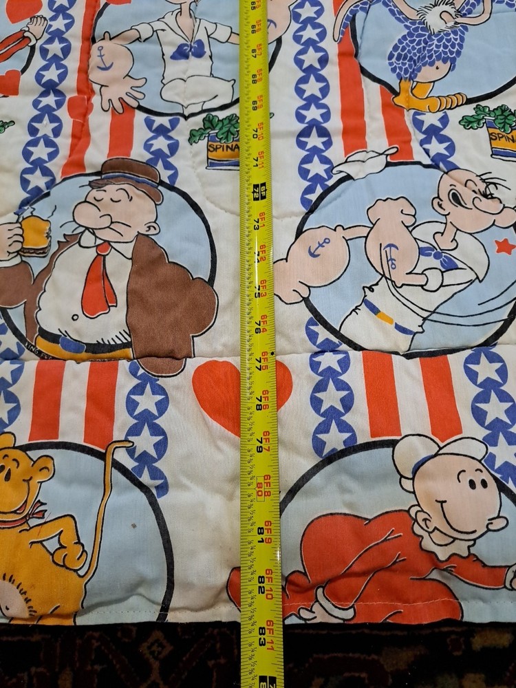 Vintage Quilted Popeye Theme Comforter Blanket