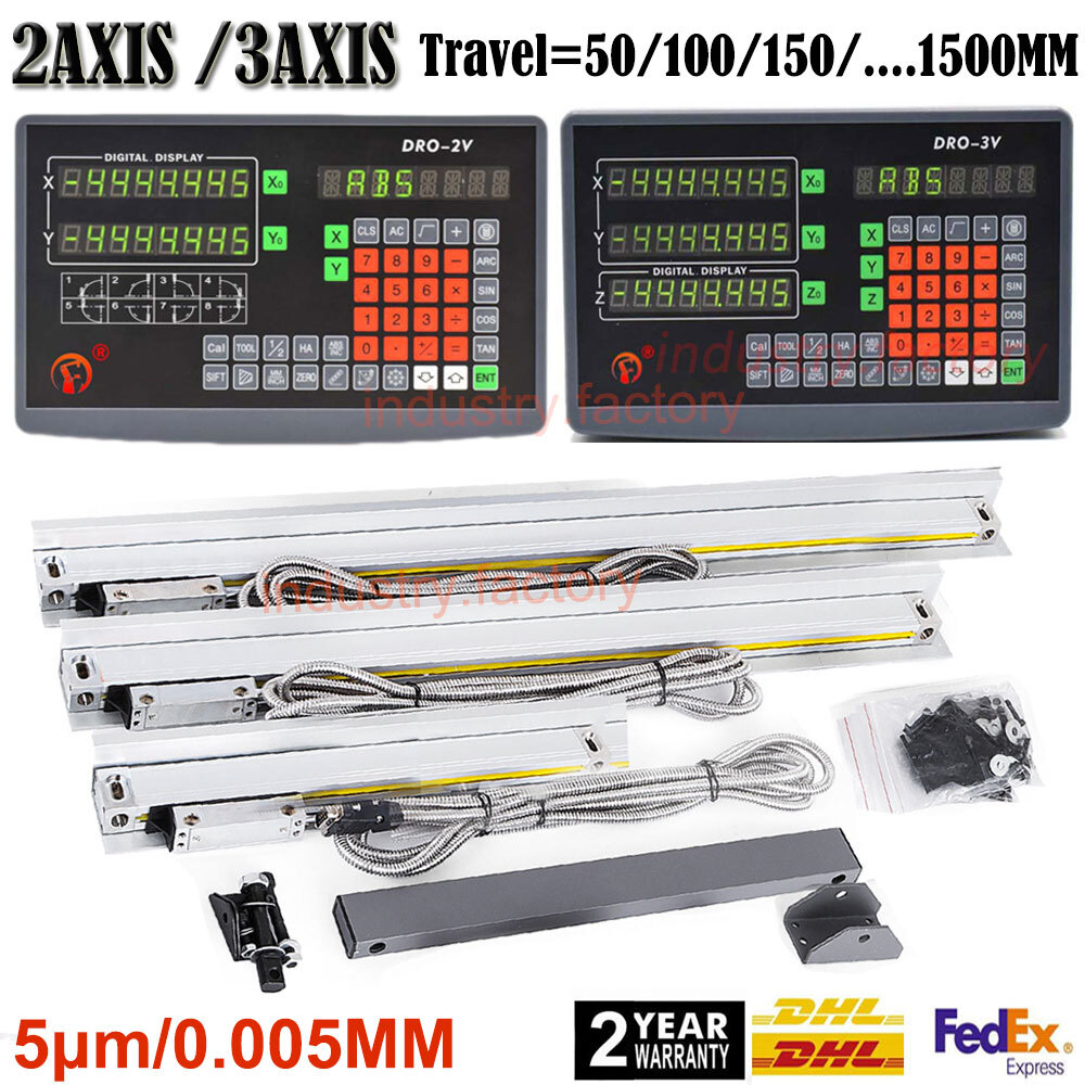 2/3 Axis Digital Readout DRO Display TTL Linear Sensor Scale for Mill EDM Lathe