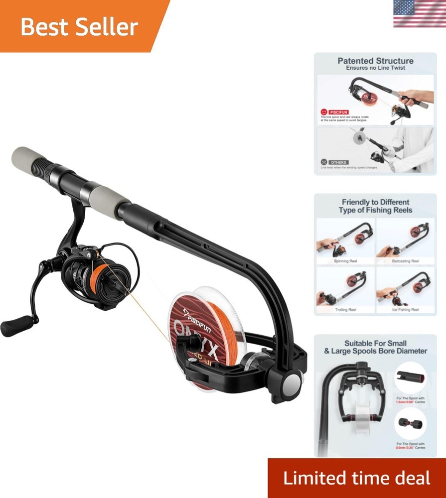 Compact Fishing Spooling Station - Adjustable Width with Suction Cup Stability