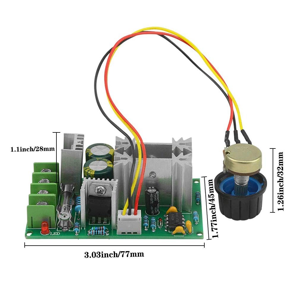 DC Motor Controller Assembly 12V 24V 36V 48V High Power Drive Module Adjustab.