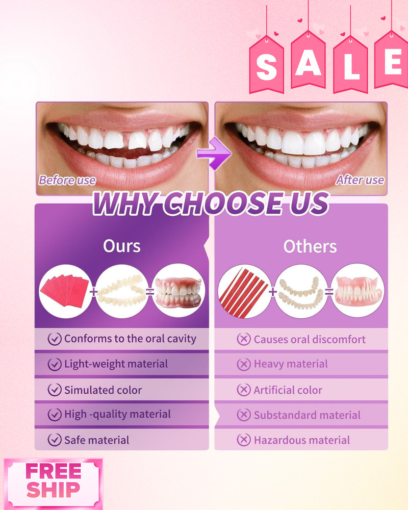 NEW DIY Denture Kit Full Set Upper Lower False Teeth Smile Transformation