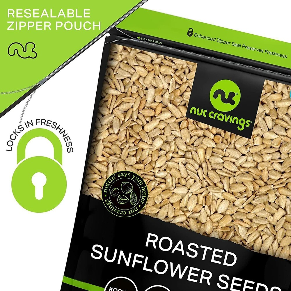 Sunflower Seeds Roasted Unsalted, No Shell Hulled Kernels, All Natural, Kosher