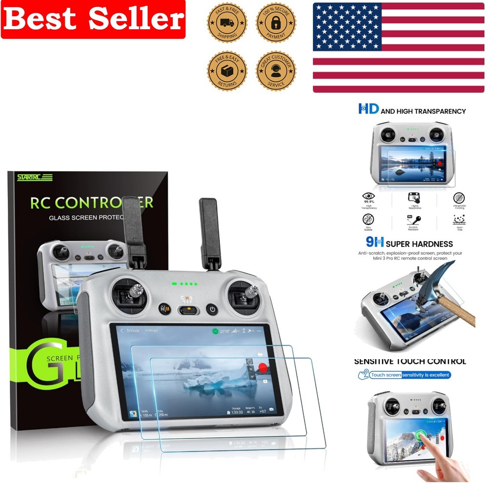 High Clarity 2 Pack Tempered Glass Screen Protectors for DJI Remote Controls
