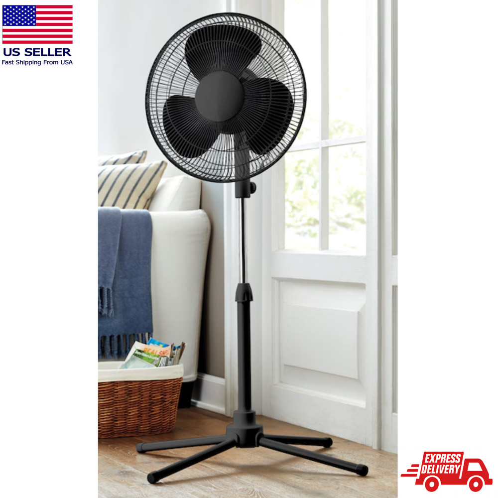 16" White Oscillating Pedestal Fan 120V Adjustable Tilting Angle Ventilation