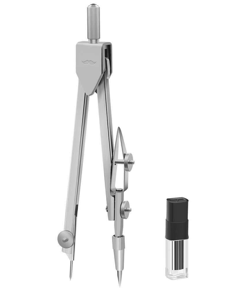 Mr. Pen- Compass for Geometry, Silver with Extra Leads, Metal Compass...