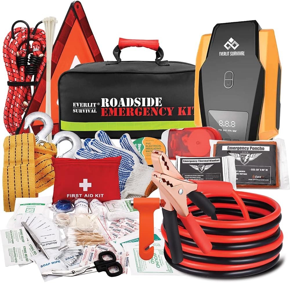 Kit Emergencia Auto Carretera Compresor Arranque Cable