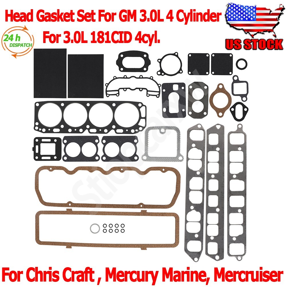 Head Gasket Kit For ChrisCraft Mercury Marine Mercruiser GM Chevy 3.0L 181CID US
