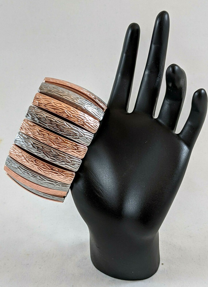 Retro Stretch Bracelet Copper/ Silver Tones
