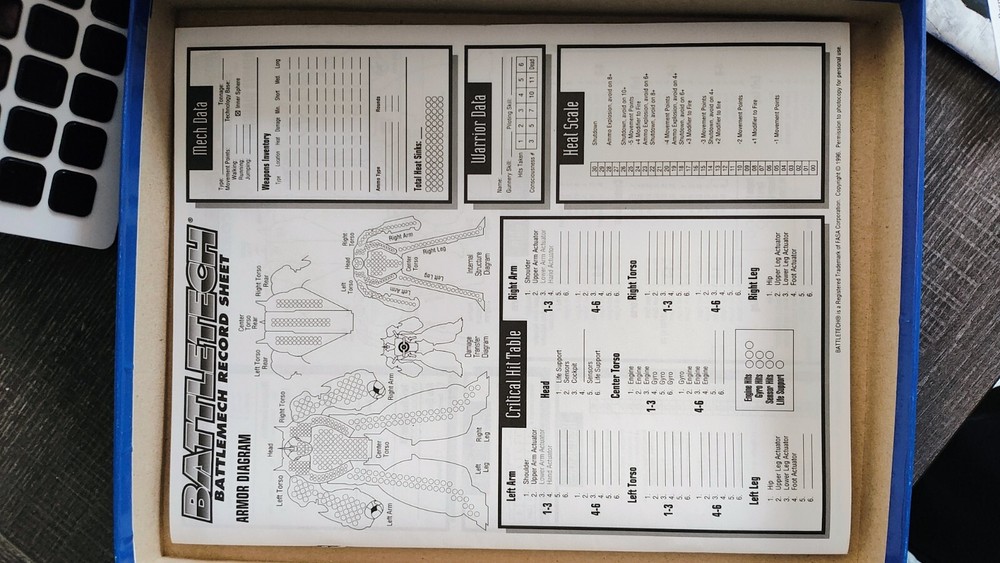 1996 BattleTech Fourth Edition Game 1604