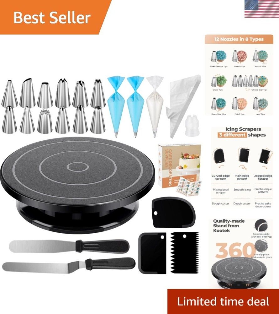 Complete Cake Decorating Set with 11-Inch Turntable and Piping Essentials