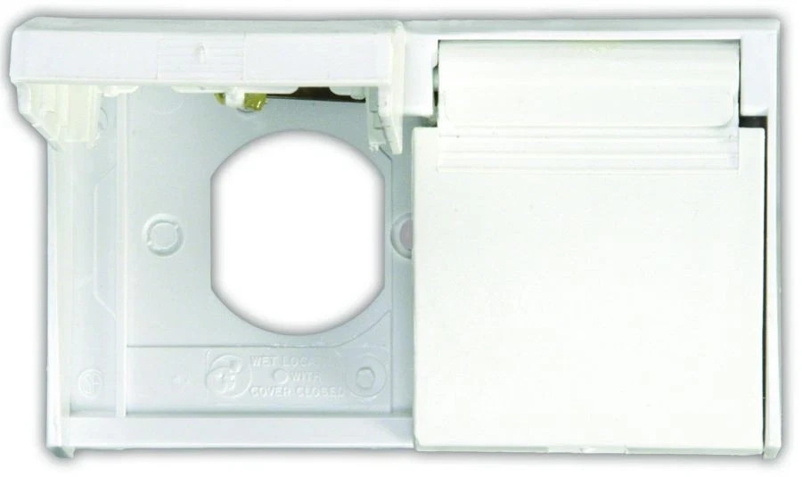 RV Weatherproof Outlet Cover Camper Snap Plate Electric Outdoor White - JR 47505