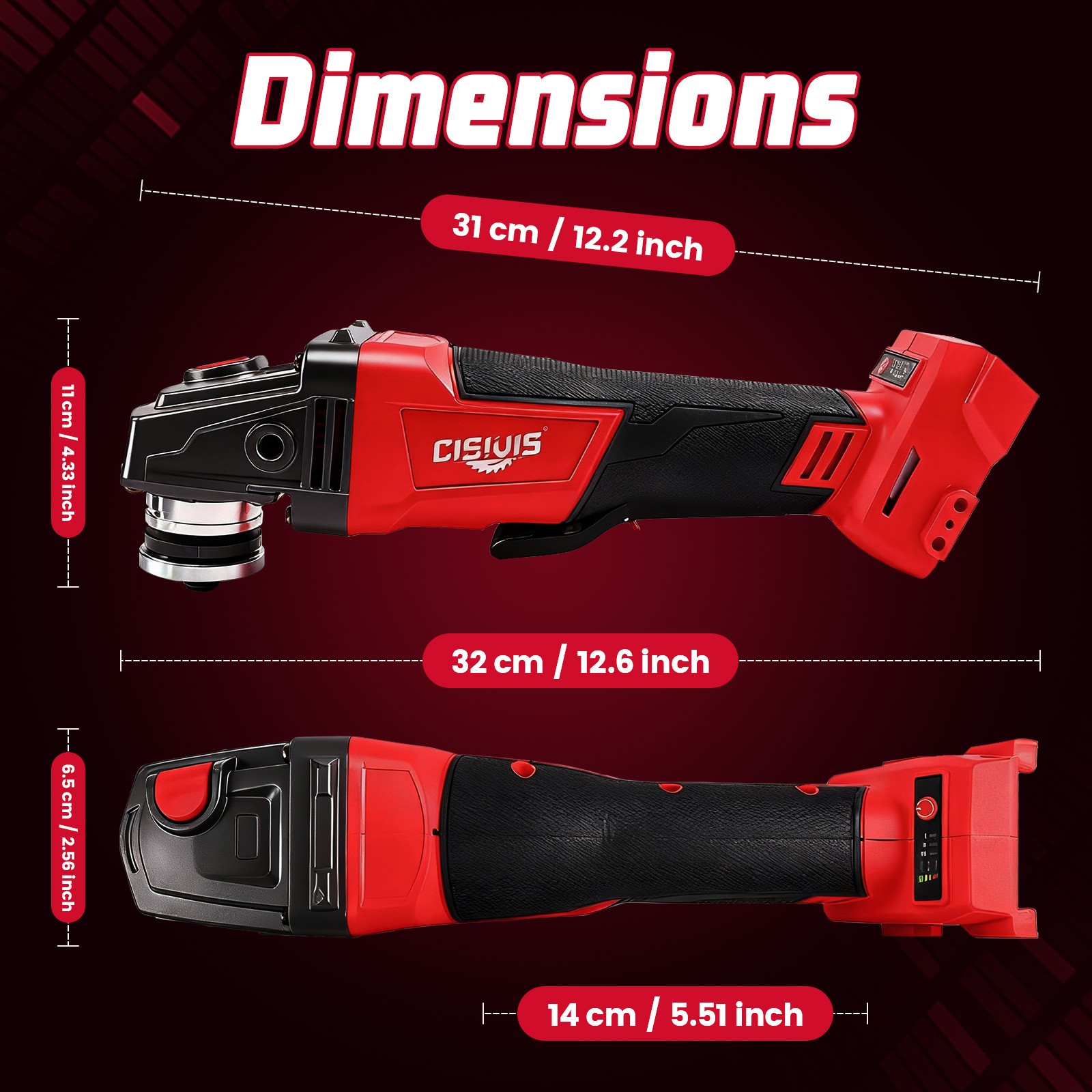 Cisivis Cordless 4-1/2" Brushless Angle Grinder for Milwaukee M18 Battery