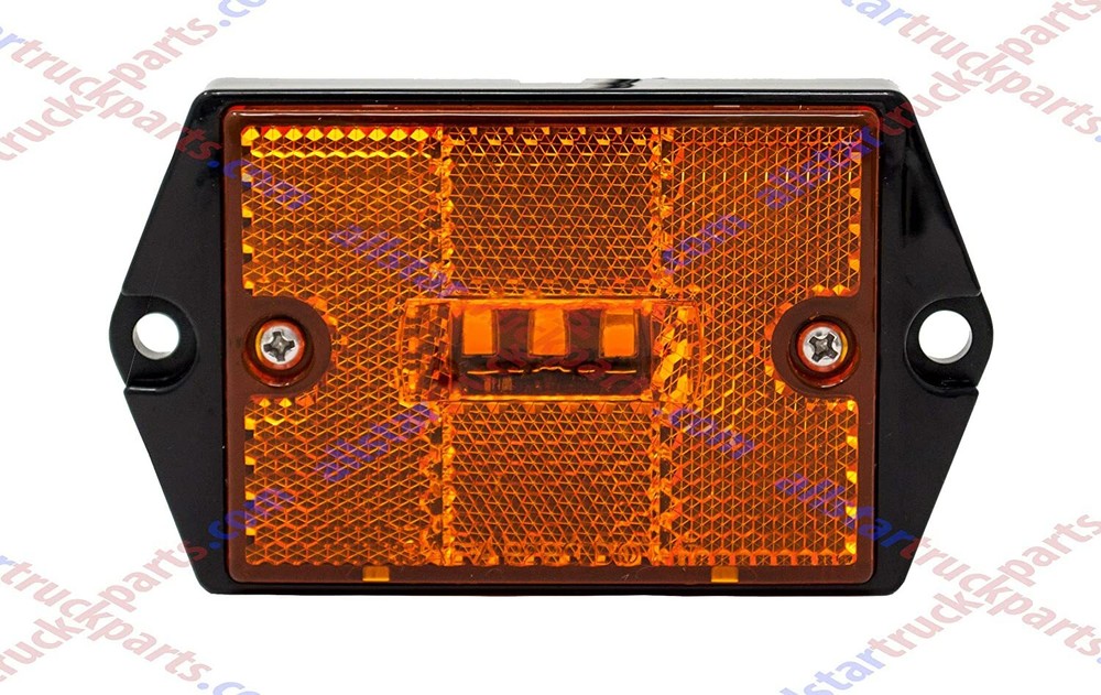 4x Square Amber 3-LED Side Marker Reflex Light Surface Mount 2-4/5" Rectangular
