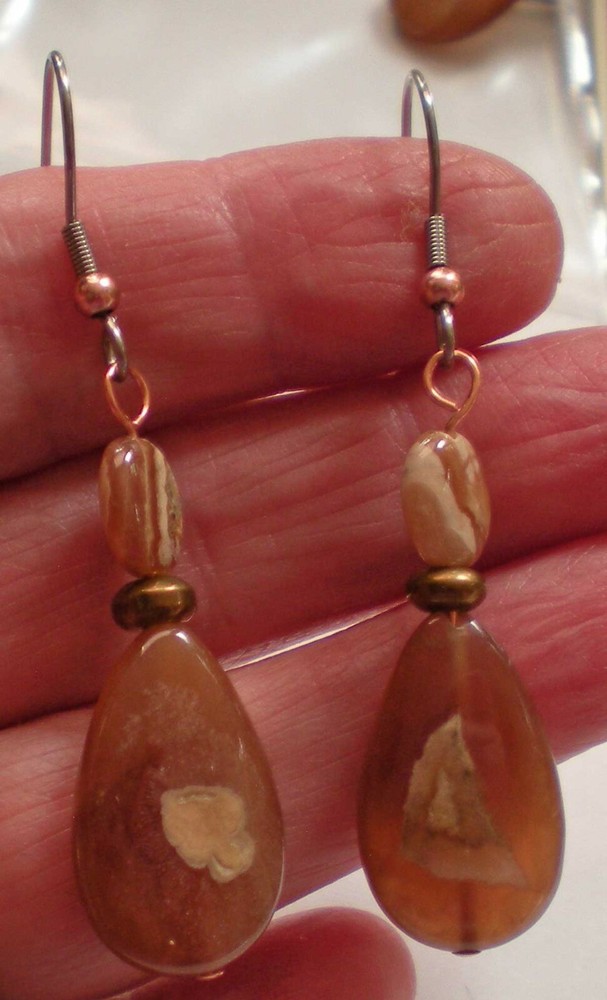 Agate Drop Earrings - Balance, Grounding, Healing e129