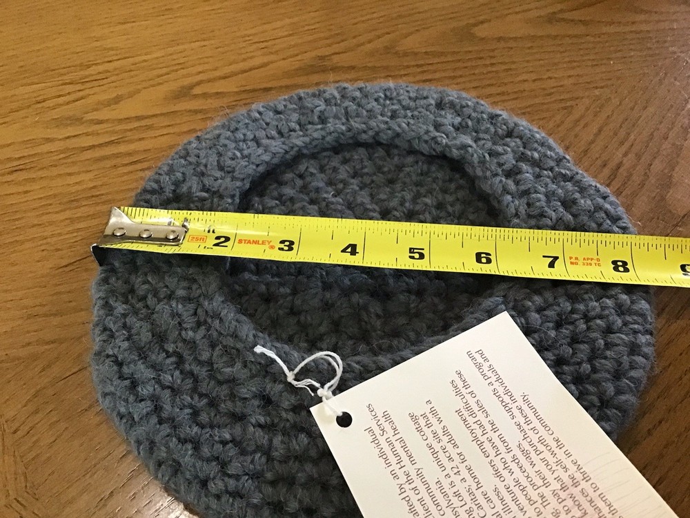 NWT Handmade Gray Beret Hat Crocheted With Alpaca Yarn Cap