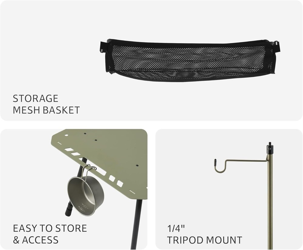 Tactical Camping Table W/ Adjustable Height Collapsible Table Lightweight W/