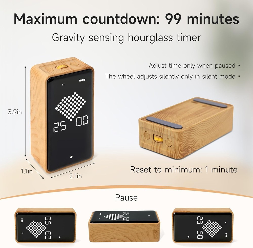 Sand Timer, Digital Hourglass Timer, Rechargeable Magnetic Visual Timer with ...