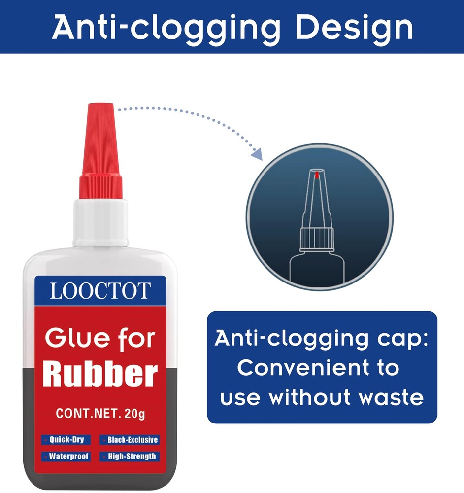 LOOCTOT Black Rubber Glue,Super Instant Glue Bonding Between black